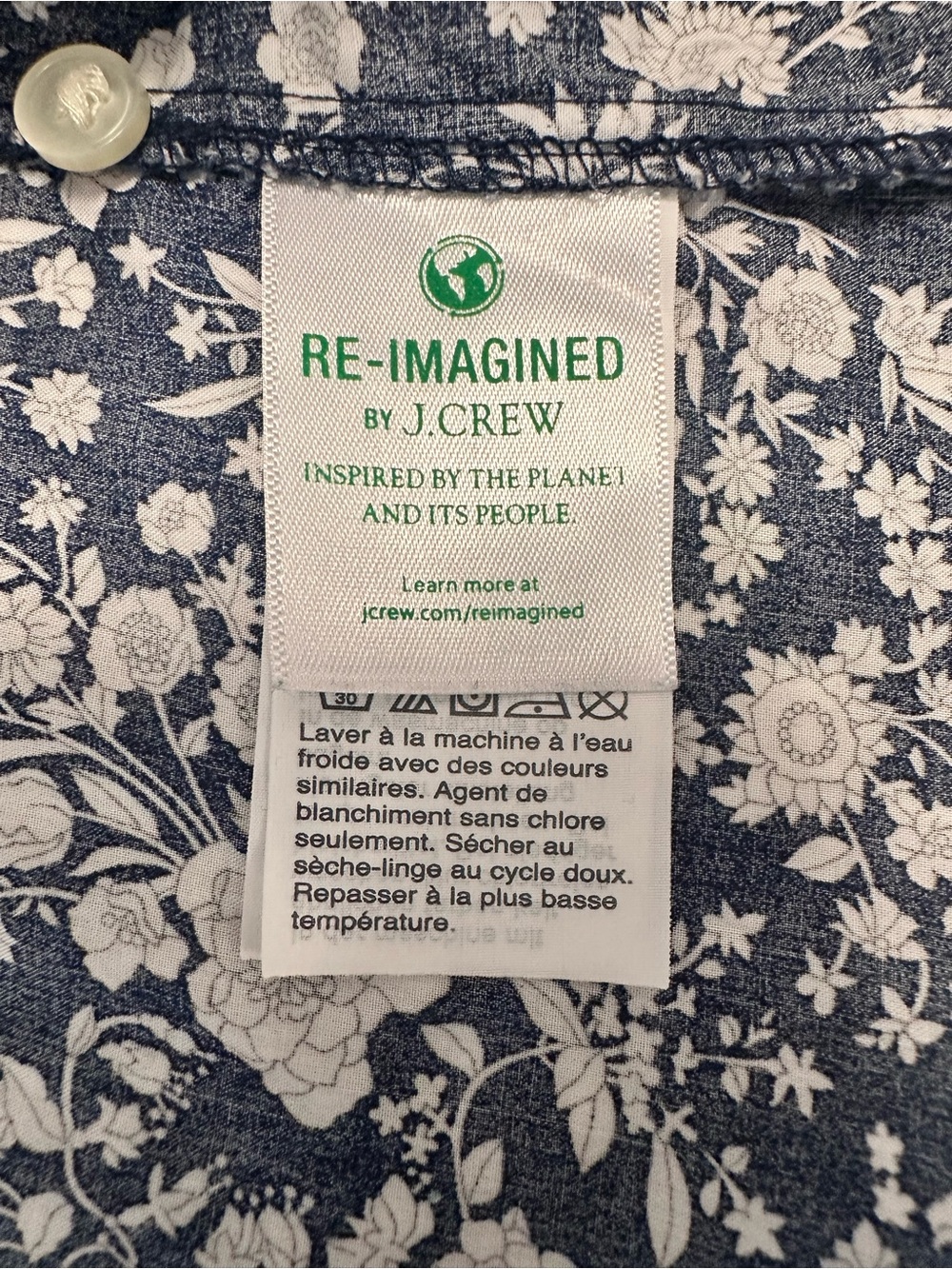 Liberty x J Crew Navy and White Floral Ruffled Collar Shirt - Picture 6 of 8